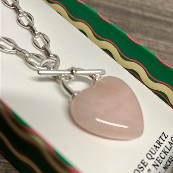 Piper K | Silver Necklace w/ Pink Quartz Heart - Picture 5 of 7